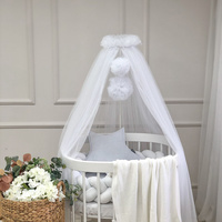 MSonya White Canopy with Pom-Poms